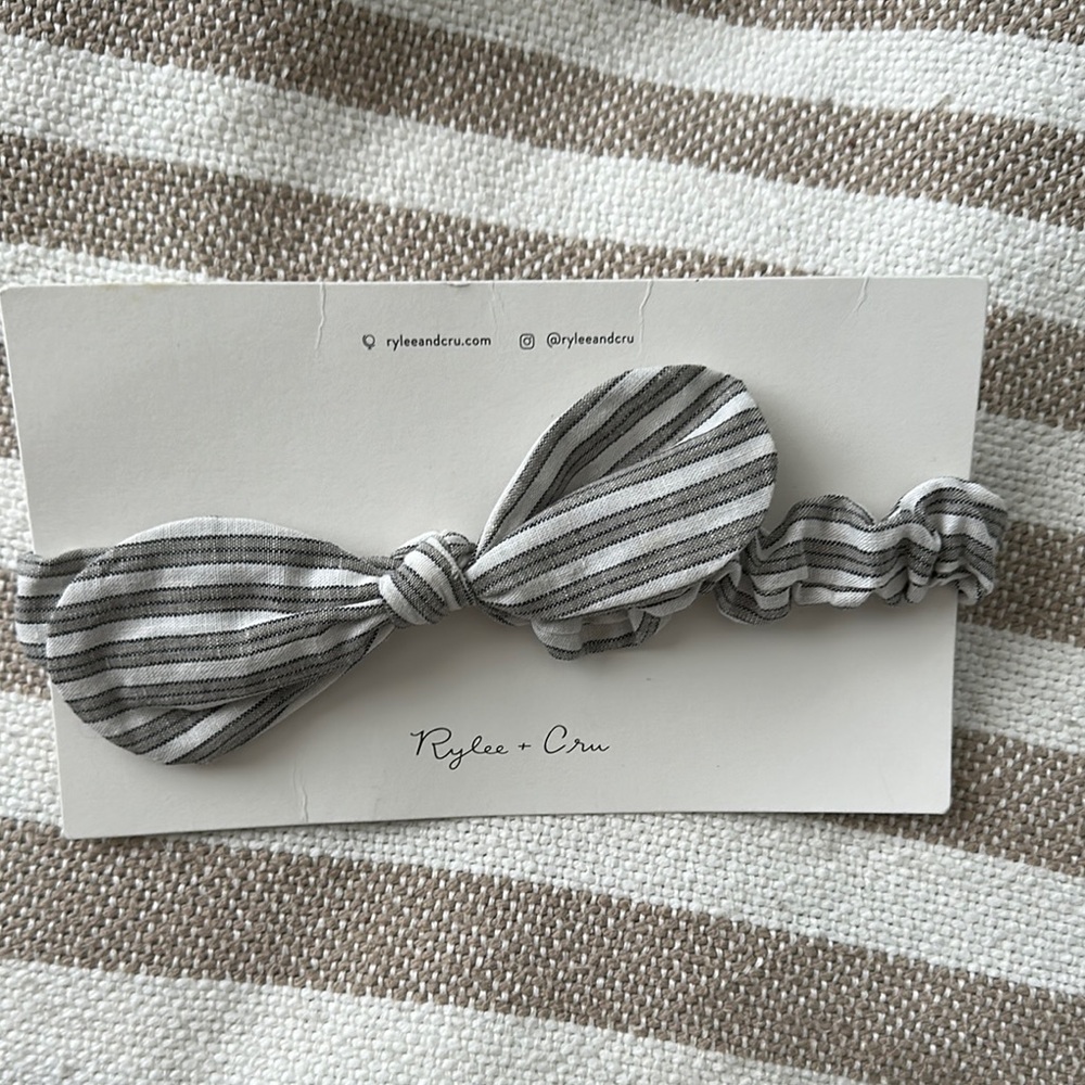 Rylee + Cru Gray Striped Hair Bow Accessory